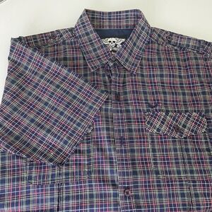 Flying Machine Men's Medium Plaid Button Down‎ Short Sleeve Shirt
